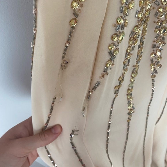 Cream beaded prom dress, size 6-8 - Picture 4 of 6